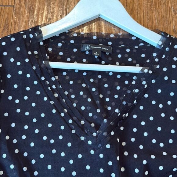 I.N.C. International concepts polka dot ruched neck blouse s - Picture 7 of 8